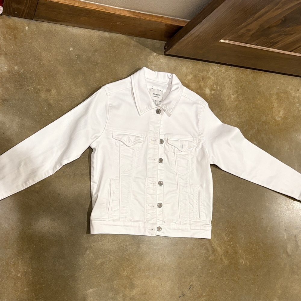 Forever 21 Kids Ivory Jean Jacket
